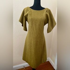NWT Ioanna Kourbela Green Wool Coat Dress Size Small